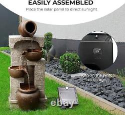 Fontaine à eau solaire 4 niveaux avec lumières LED pour jardin intérieur/extérieur