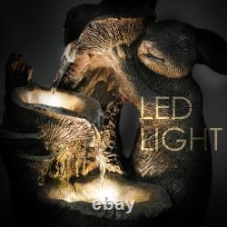 Fontaine à eau solaire LED Lapin, élément décoratif de jardin pour la maison