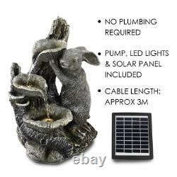 Fontaine à eau solaire LED Lapin, élément décoratif de jardin pour la maison