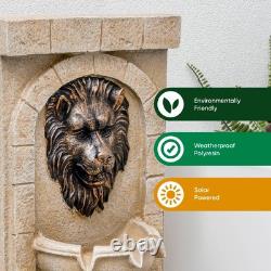 Fontaine à eau solaire en forme de tête de lion Gardenwize GW506, résistante aux intempéries