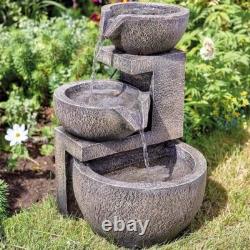 Fontaine à eau solaire pour jardin, décoration extérieure, grande cascade, bain d'oiseaux de 49 cm