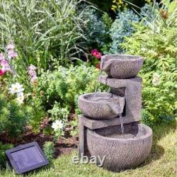 Fontaine à eau solaire pour jardin, décoration extérieure, grande cascade, bain d'oiseaux de 49 cm