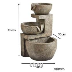 Fontaine à eau solaire pour jardin, décoration extérieure, grande cascade, bain d'oiseaux de 49 cm