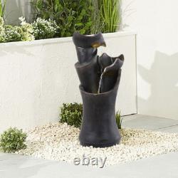 Fontaine à eau solaire pour jardin et patio, élément d'eau avec pompe à eau et lumière alimentée par énergie solaire Fontaine à eau solaire pour jardin et patio, élément d'eau avec pompe à eau et lumière alimentée par énergie solaire