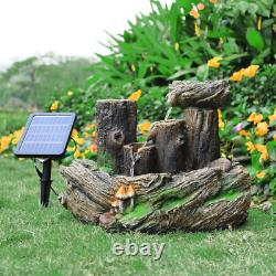 Fontaine à effet bois avec lumière LED en cascade pour jardin extérieur