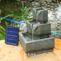 Fontaine à trois niveaux pour jardin extérieur avec éclairage LED solaire en cascade