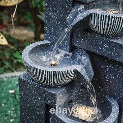 Fontaine cascade de statues d'éléments aquatiques solaires à énergie solaire pour jardin avec pompe extérieure LED