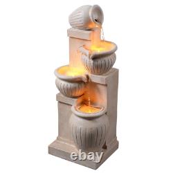 Fontaine d'eau LED à 4 niveaux Teamson Home avec design naturel de jardin en cascade