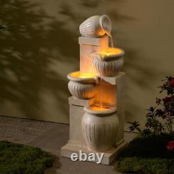 Fontaine d'eau LED à 4 niveaux Teamson Home avec design naturel de jardin en cascade