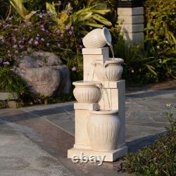 Fontaine d'eau LED à 4 niveaux Teamson Home avec design naturel de jardin en cascade