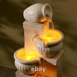 Fontaine d'eau LED à 4 niveaux Teamson Home avec design naturel de jardin en cascade