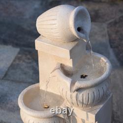 Fontaine d'eau LED à 4 niveaux Teamson Home avec design naturel de jardin en cascade