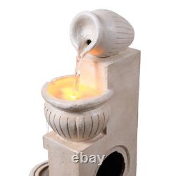 Fontaine d'eau LED à 4 niveaux Teamson Home avec design naturel de jardin en cascade
