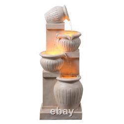 Fontaine d'eau LED à 4 niveaux Teamson Home avec design naturel de jardin en cascade