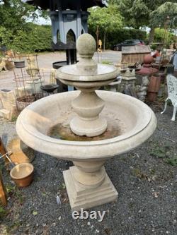 Fontaine d'eau à 2 niveaux extra large en pierre de composition pour jardin, lourde