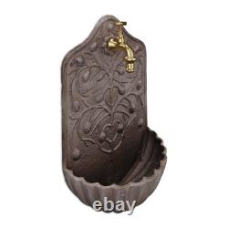 Fontaine d'eau antique ornementale murale de jardin terrasse vintage robinet marron
