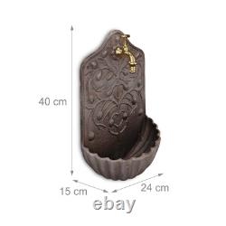 Fontaine d'eau antique ornementale murale de jardin terrasse vintage robinet marron Fontaine d'eau antique ornementale murale de jardin terrasse vintage robinet marron