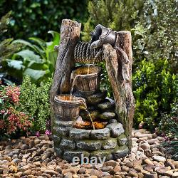 Fontaine d'eau autoportante Serenity XL Otter avec LED, ornements de jardin de 76 cm