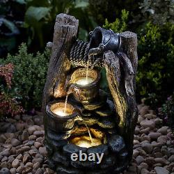 Fontaine d'eau autoportante Serenity XL Otter avec LED, ornements de jardin de 76 cm