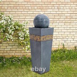 Fontaine d'eau de jardin électrique avec statues et cascade d'eau LED boule tournante