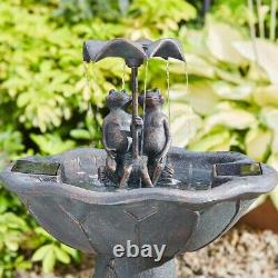 Fontaine d'eau de jardin extérieure avec parasol pour grenouille solaire