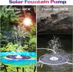 Fontaine d'eau de jardin solaire 6,5W, lumières LED, batterie 3000mAh et pompe à 8 buses