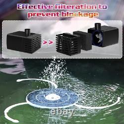Fontaine d'eau de jardin solaire 6,5W, lumières LED, batterie 3000mAh et pompe à 8 buses