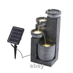 Fontaine d'eau en cascade à LED alimentée par l'énergie solaire pour jardin extérieur