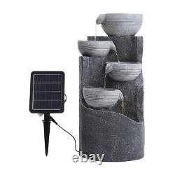 Fontaine d'eau en cascade extérieure à énergie solaire avec LED pour jardin - Ornements et statues