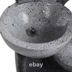 Fontaine d'eau en cascade large avec éclairage LED alimentée par énergie solaire
