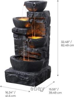 Fontaine d'eau en extérieur à 4 niveaux avec cascades de bols de Teamson Home Garden