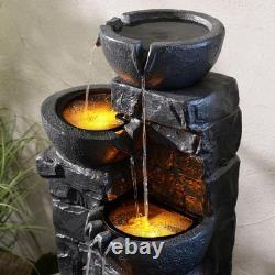 Fontaine d'eau en extérieur à 4 niveaux avec cascades de bols de Teamson Home Garden