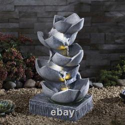 Fontaine d'eau extérieure en forme de bol de lotus LED solaire pour jardin