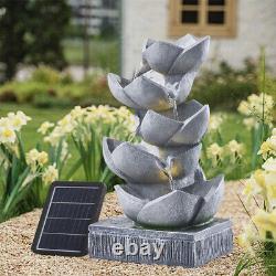 Fontaine d'eau extérieure en forme de bol de lotus LED solaire pour jardin