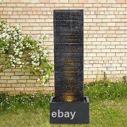 Fontaine d'eau solaire verticale en ardoise de 98 cm avec chute d'eau lumineuse LED - Décoration de jardin