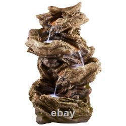 Fontaine d'extérieur en bois effet sérénité avec LED autonome de 77 cm NOUVEAU