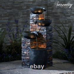 Fontaine d'ornement à LED Serenity Cascade Bowls 90cm pour jardin et patio