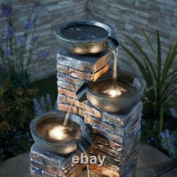 Fontaine d'ornement à LED Serenity Cascade Bowls 90cm pour jardin et patio