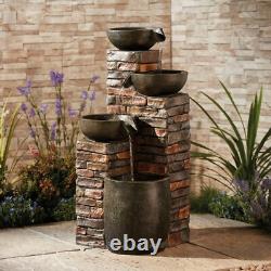 Fontaine d'ornement à LED Serenity Cascade Bowls 90cm pour jardin et patio