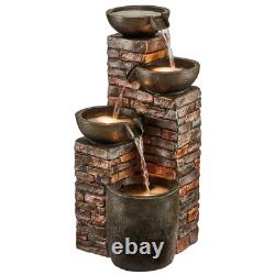 Fontaine d'ornement à LED Serenity Cascade Bowls 90cm pour jardin et patio