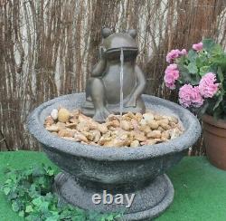 Fontaine d'ornement pour patio de jardin avec grenouille en pierre