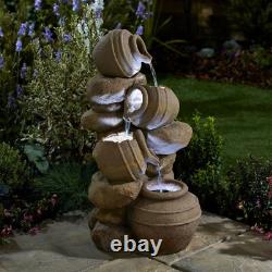 Fontaine de Jardin Autonome à LED avec Pots Cascadants Serenity de 72 cm