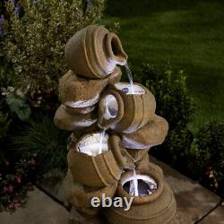 Fontaine de Jardin Autonome à LED avec Pots Cascadants Serenity de 72 cm