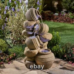 Fontaine de Jardin Autonome à LED avec Pots Cascadants Serenity de 72 cm