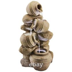 Fontaine de Jardin Autonome à LED avec Pots Cascadants Serenity de 72 cm