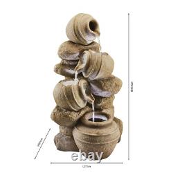 Fontaine de Jardin Autonome à LED avec Pots Cascadants Serenity de 72 cm