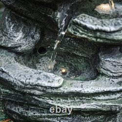 Fontaine de Jardin Solaire Électrique avec Cascade, Lumières LED et Kit de Pompe