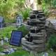 Fontaine De Jardin Solaire Avec Éclairage Led Caractéristique D'eau Cascadante 27x23x46cm