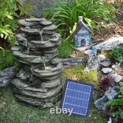 Fontaine de Jardin Solaire avec Éclairage LED Caractéristique d'Eau Cascadante 27X23X46cm