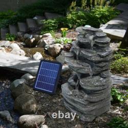 Fontaine de Jardin Solaire avec Éclairage LED Caractéristique d'Eau Cascadante 27X23X46cm